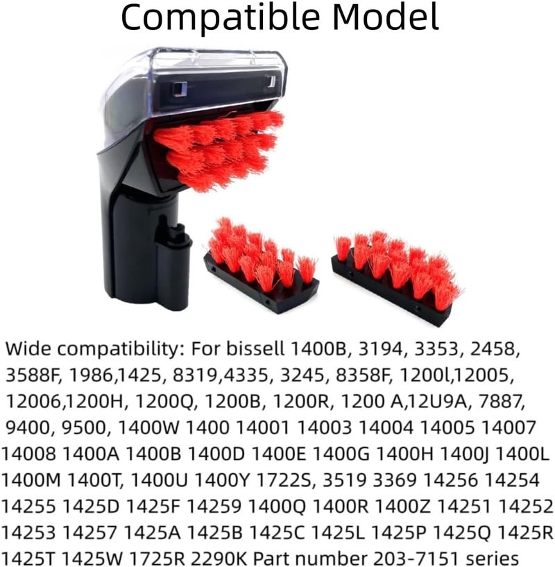 Sionlan 1400B 3in Little Green Machine Brush Replacement parts Compatible For bissell 1400B 3353 3194 2458 3588F 1986 1425 Multi-Purpose Portable Tough Stain Brush Tool Attachments Black （1+2）Pack - Image 2